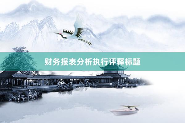 财务报表分析执行评释标题
